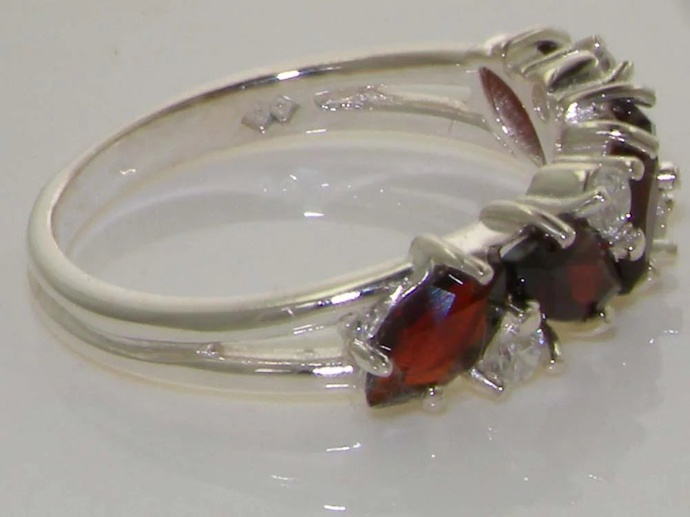 14k White Gold Natural Garnet & Diamond Eternity Ring R6016