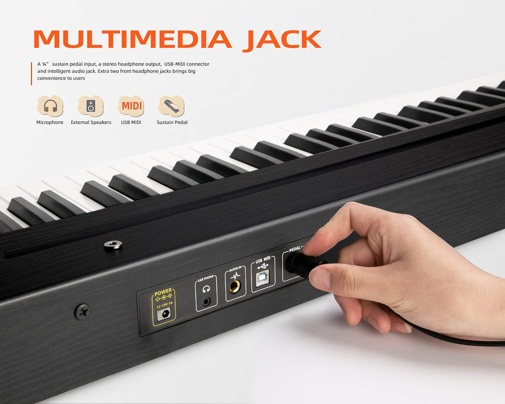 88-Key Semi-Weighted Digital Piano Keyboard with Sustain Pedal and Carry Bag X958