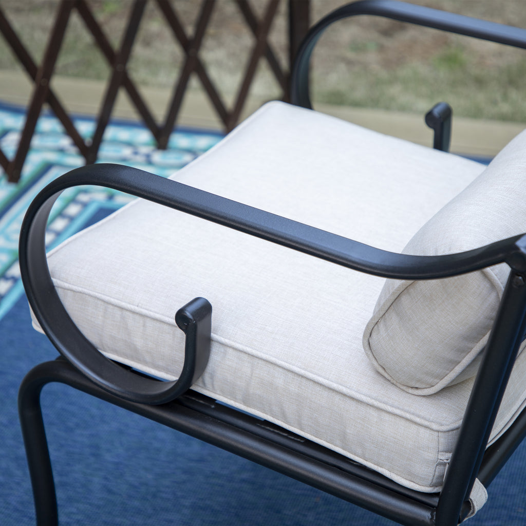 Beige Set of 2 Outdoor Patio Dining Armchairs with Cushioned Seat Q84747