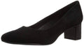 Black Suede Low-Heel Pumps, Size 10 Wide T916