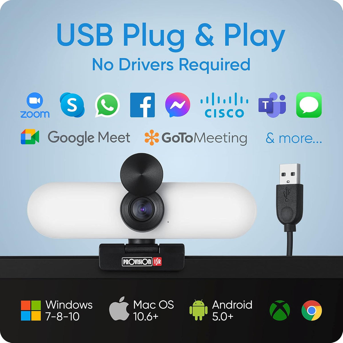 Full HD Webcam with Microphone, Speaker & LED Light, USB, Pack of 2 Y417419