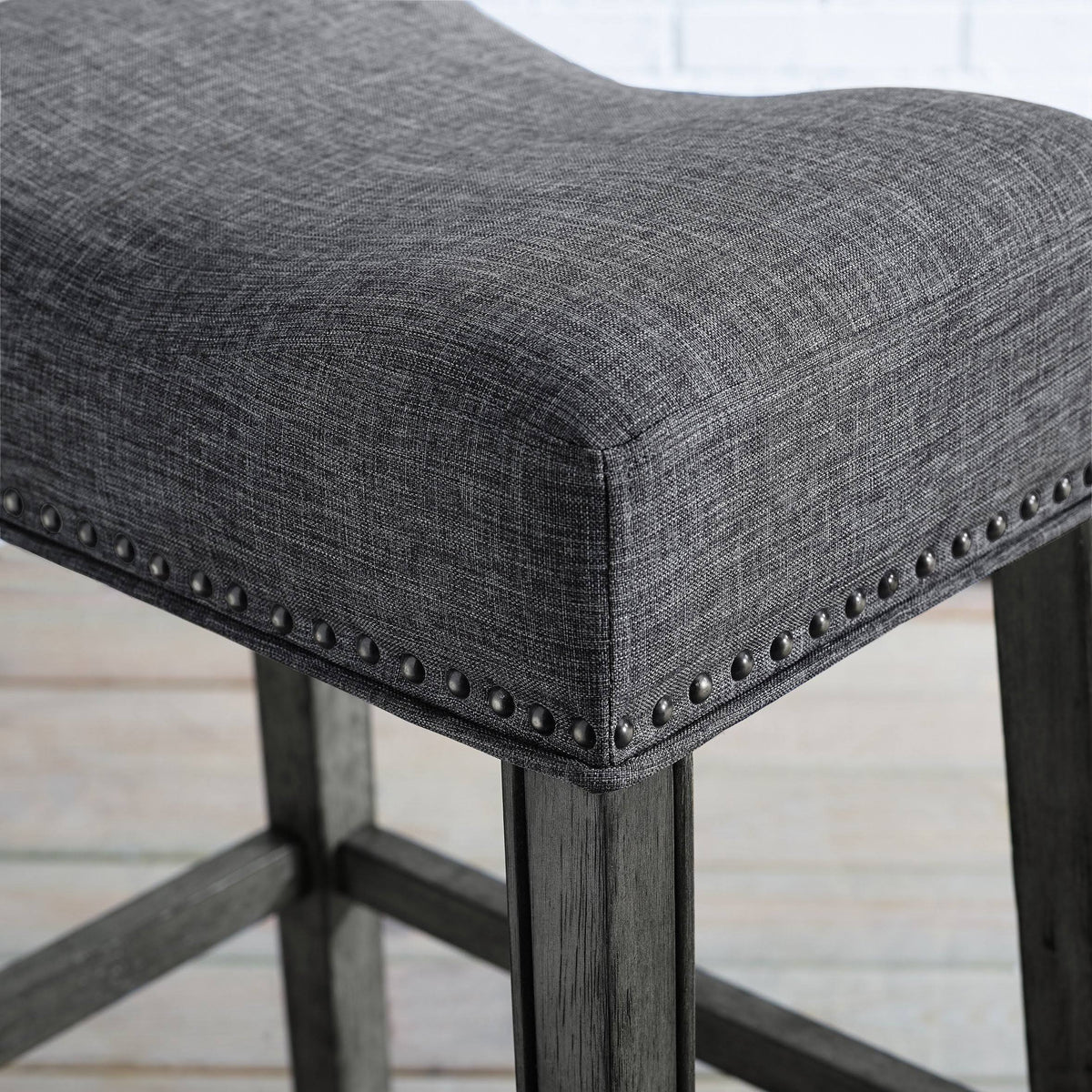 Grey Backless Saddle Seat Counter Stools (Set of 2) E945