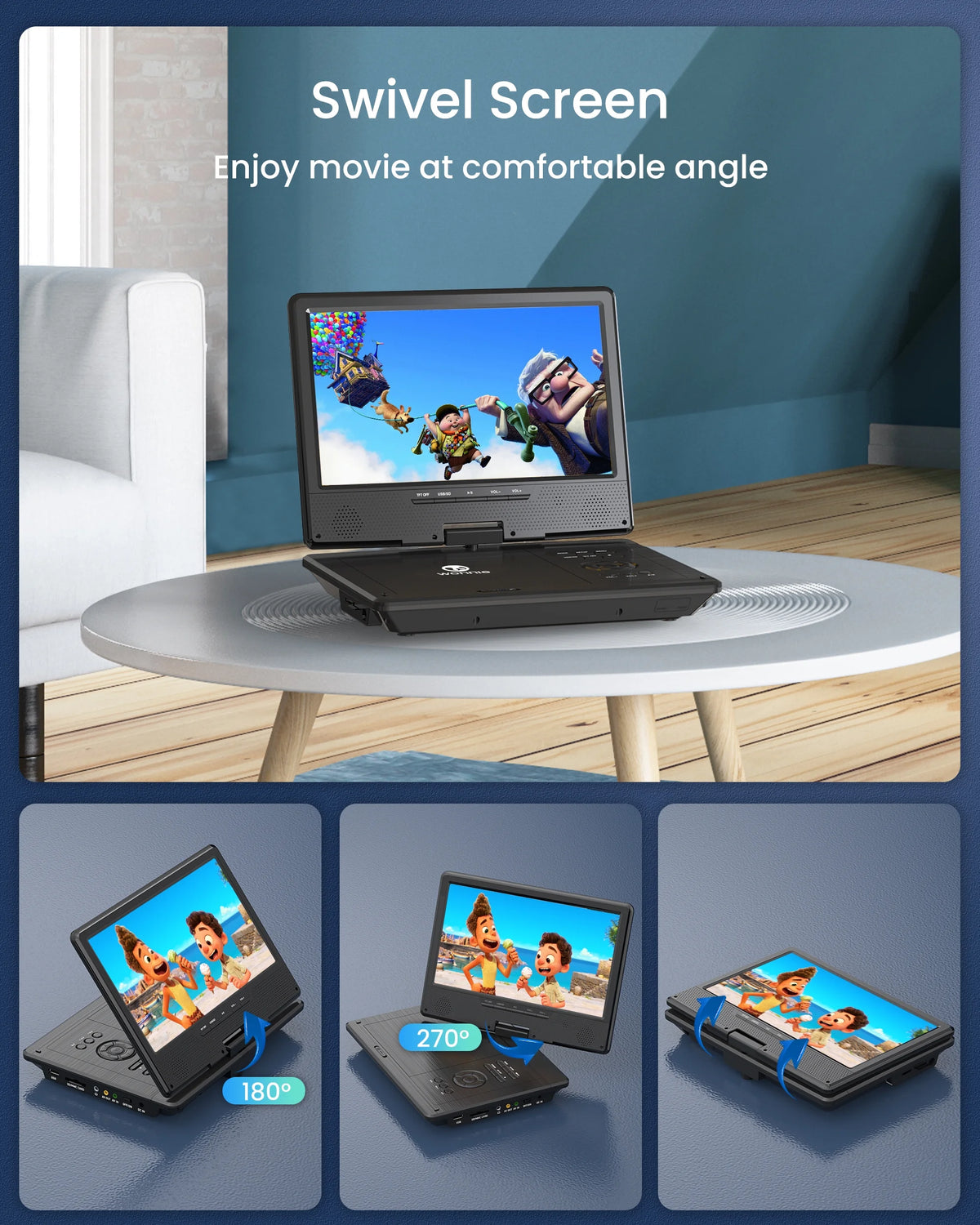 12.5" Portable DVD Player with 10.5" HD Swivel Screen O836