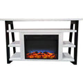 White Electric Fireplace Mantel with LED Flame H7461