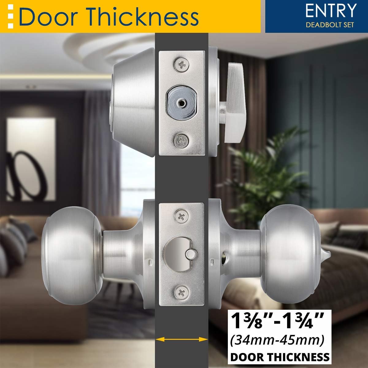 5 Pack Entry Door Knob and Single Cylinder Deadbolt Combo Pack in Satin Nickel C418760
