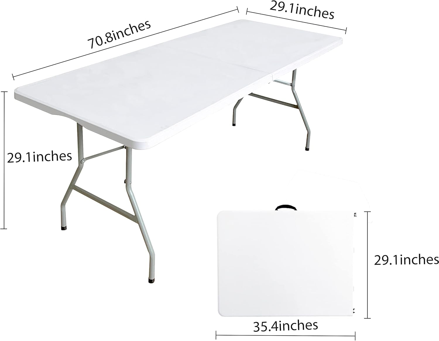 6 ft Folding Plastic Table with Handle P40274