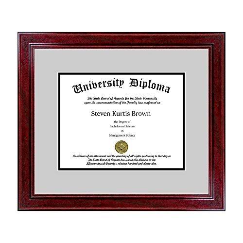 Single Diploma Frame with Double Matting for 10x22 x 8x22 Tall Diploma with Cherry 1.5x22 Frame X813