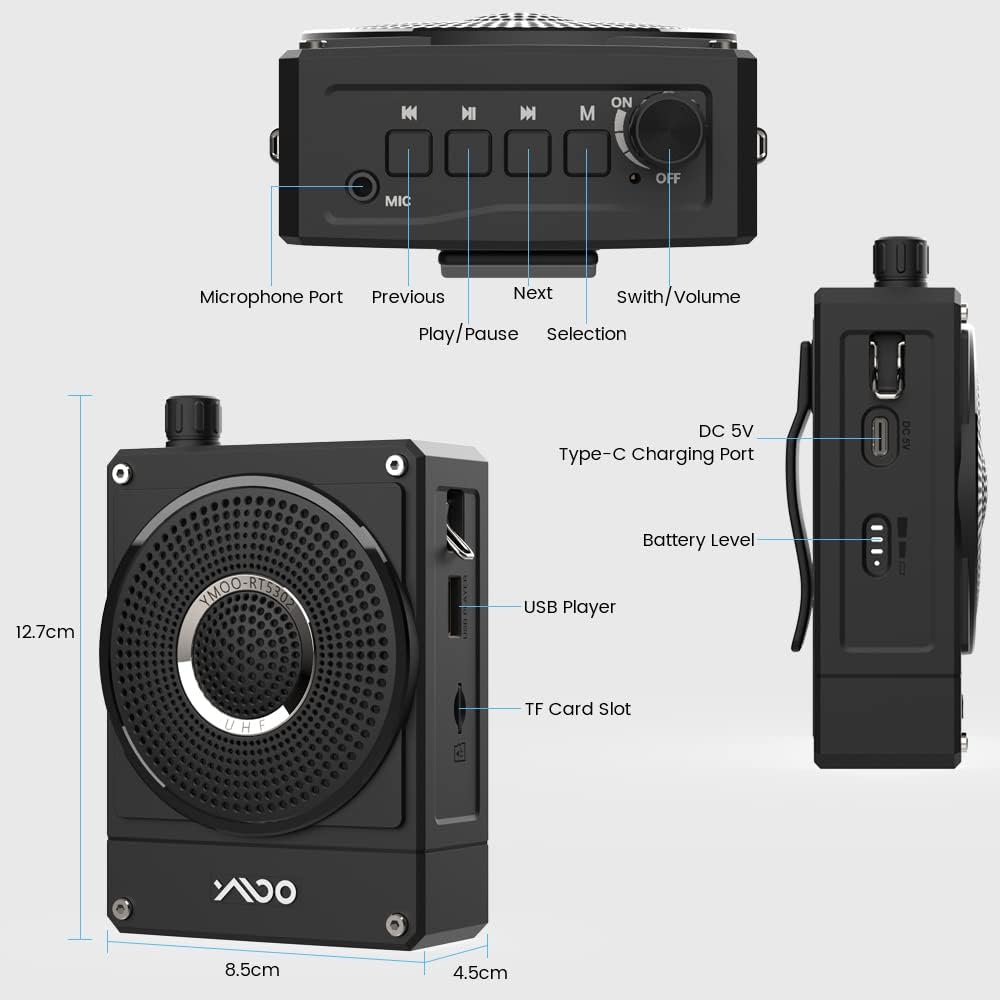 10W Rechargeable Voice Amplifier with UHF Wireless Microphone Headset E691