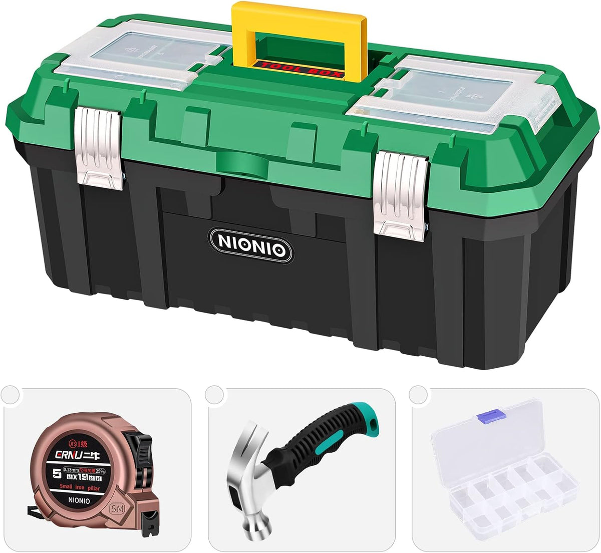 20-Inch Portable Plastic Tool Box with Organizer Tray, Pack of 2 H278