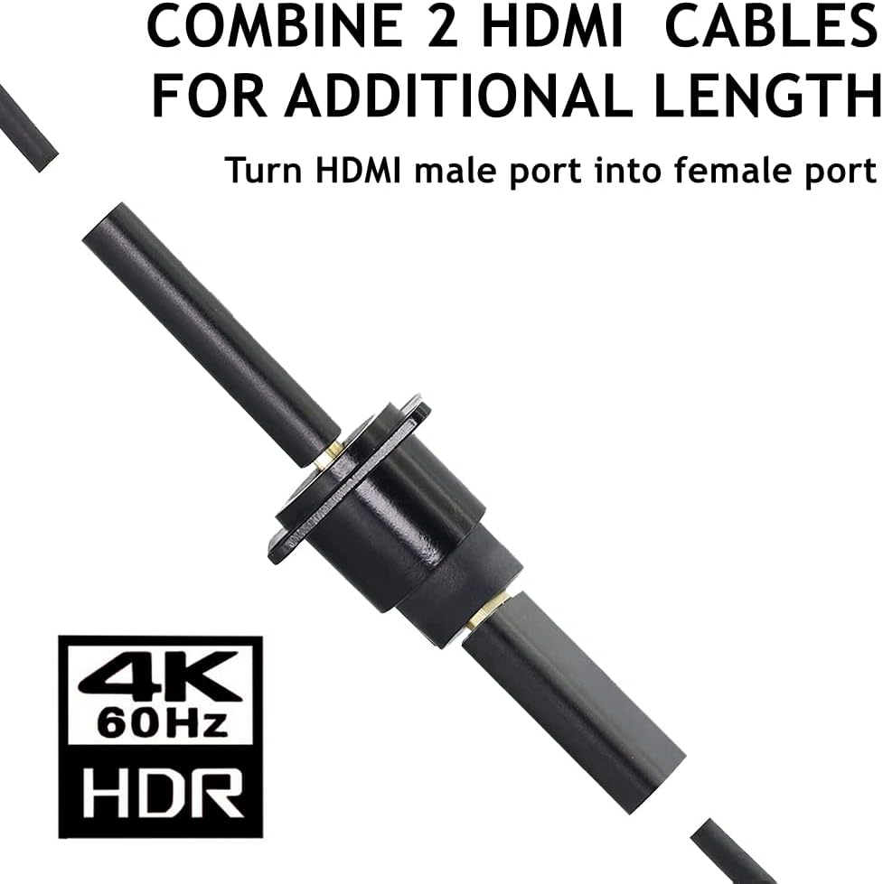 HDMI Panel Mount Coupler, Female to Female 4K Adapter, Bulkhead Extension with Cap, Pack of 2 K945936