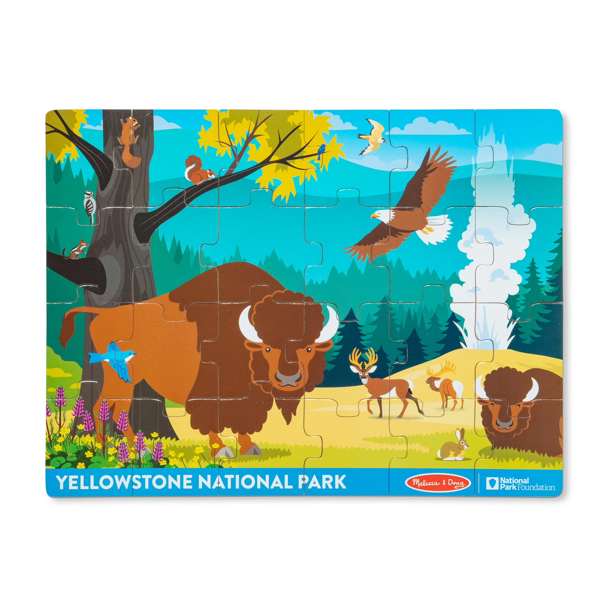 24 Pieces Wooden Jigsaw Puzzle with Animal and Plant ID Guide U7066