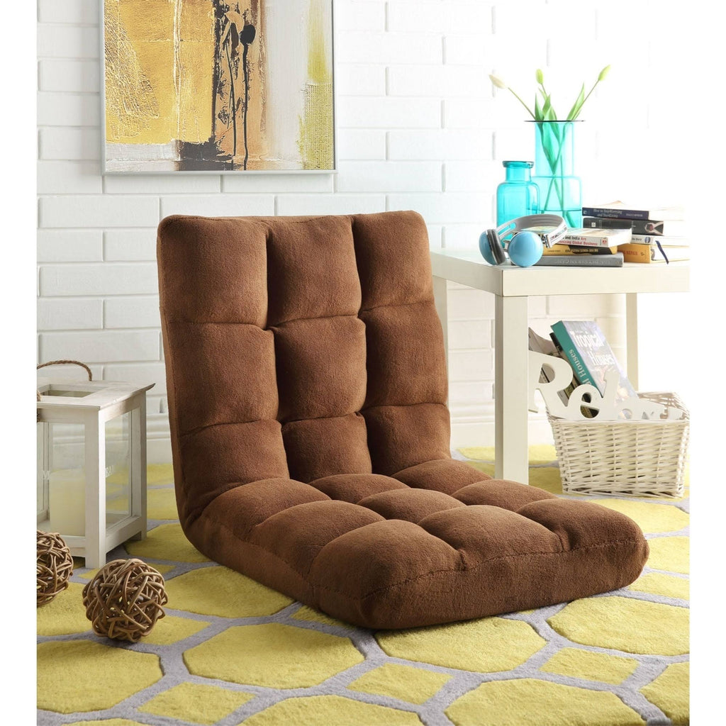 Brown Microplush Recliner Gaming Chair with Floor Mat Y65027