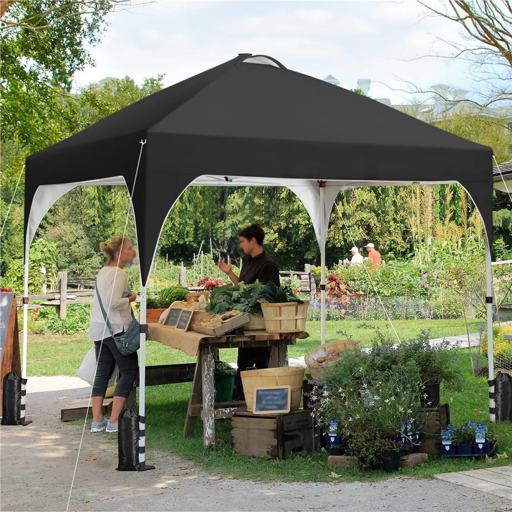 Black 10×10ft Canopy Tent with 17 Solar LED Lights H654467