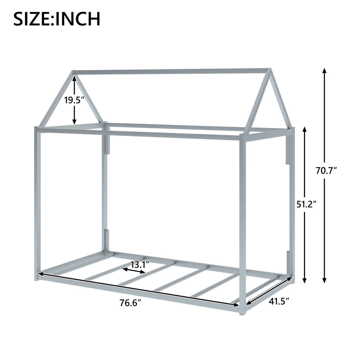 Full Size Metal Tent Bed with Slats A529455