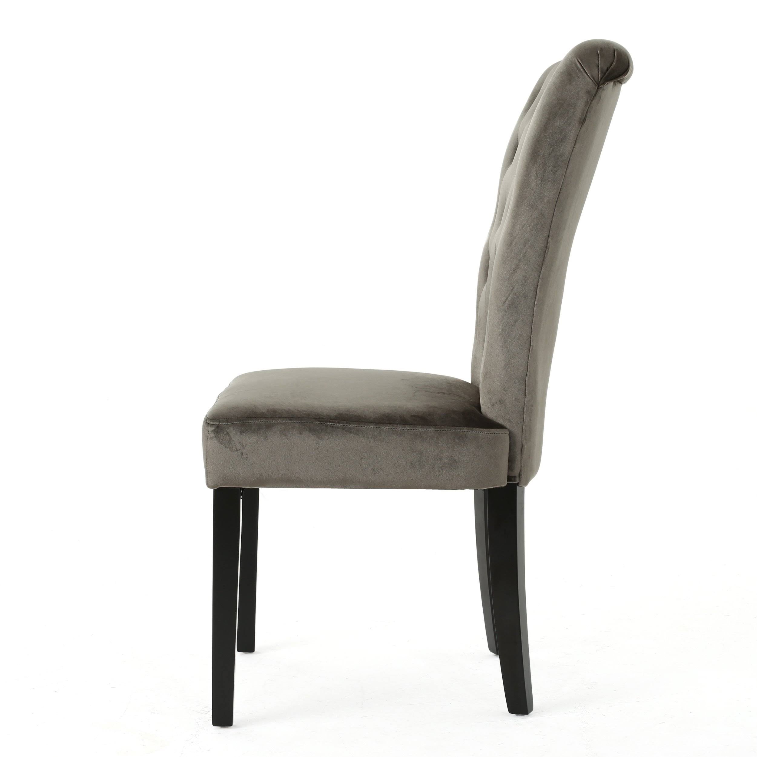 Gray Velvet Tufted Dining Chair Set of 2 N1648