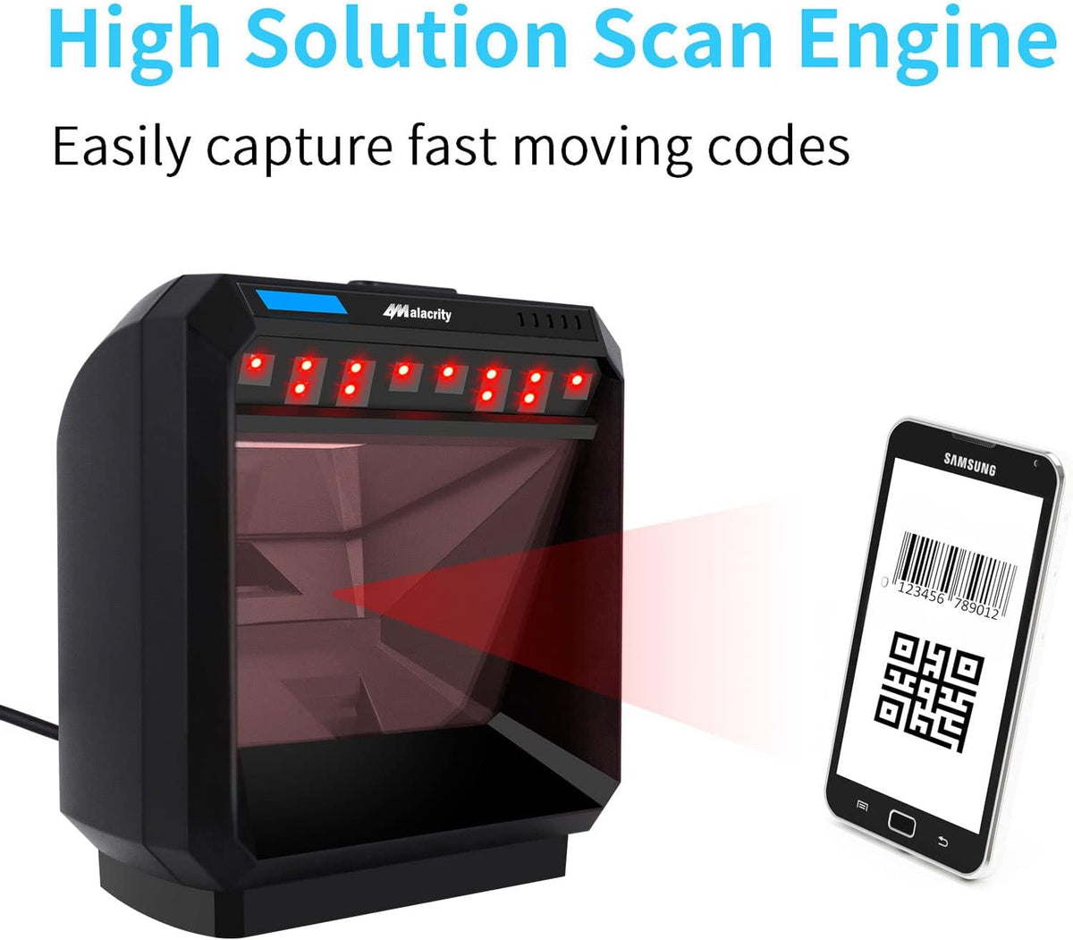 2D 1D Desktop Barcode Scanner, USB Wired, Black, Pack of 2 D26685