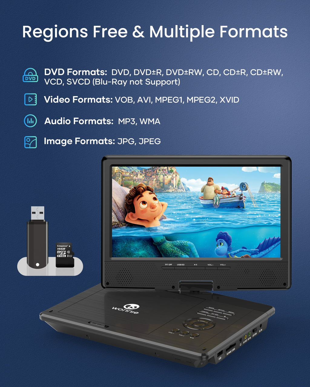 12.5" Portable DVD Player with 10.5" HD Swivel Screen O836