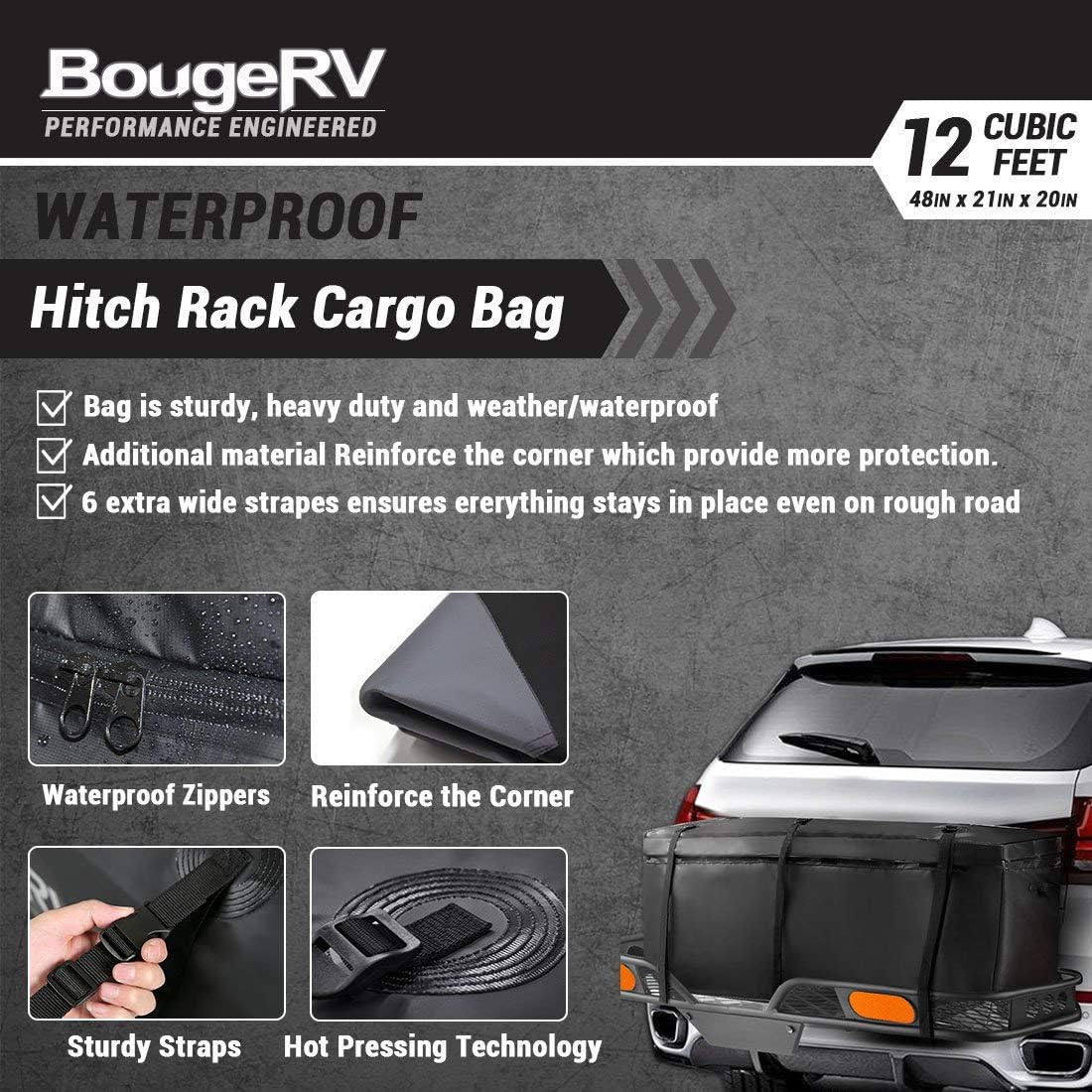 Waterproof Hitch Mount Cargo Bag 48'' L x 20'' W x 22'' H N350037