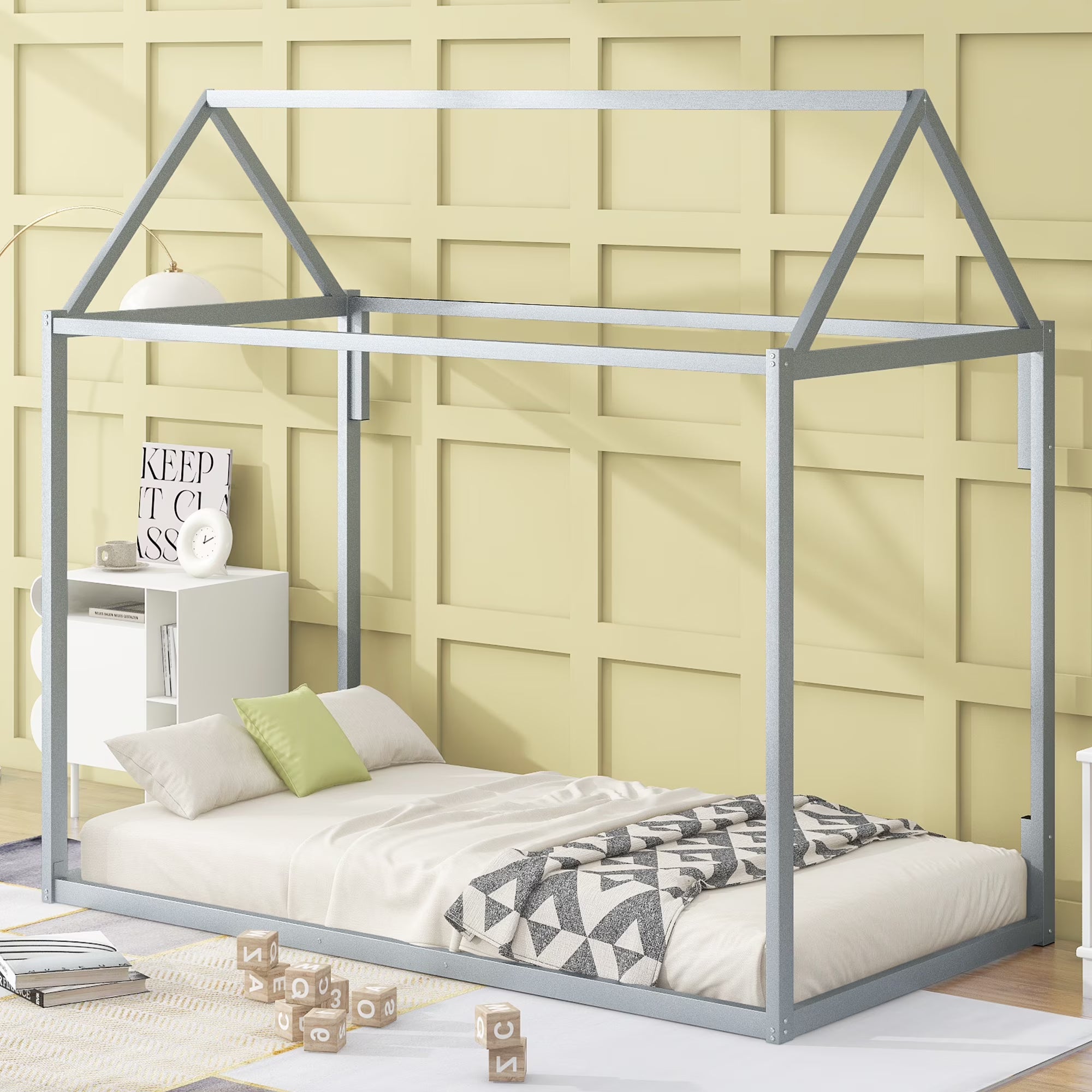 Full Size Metal Tent Bed with Slats A529455