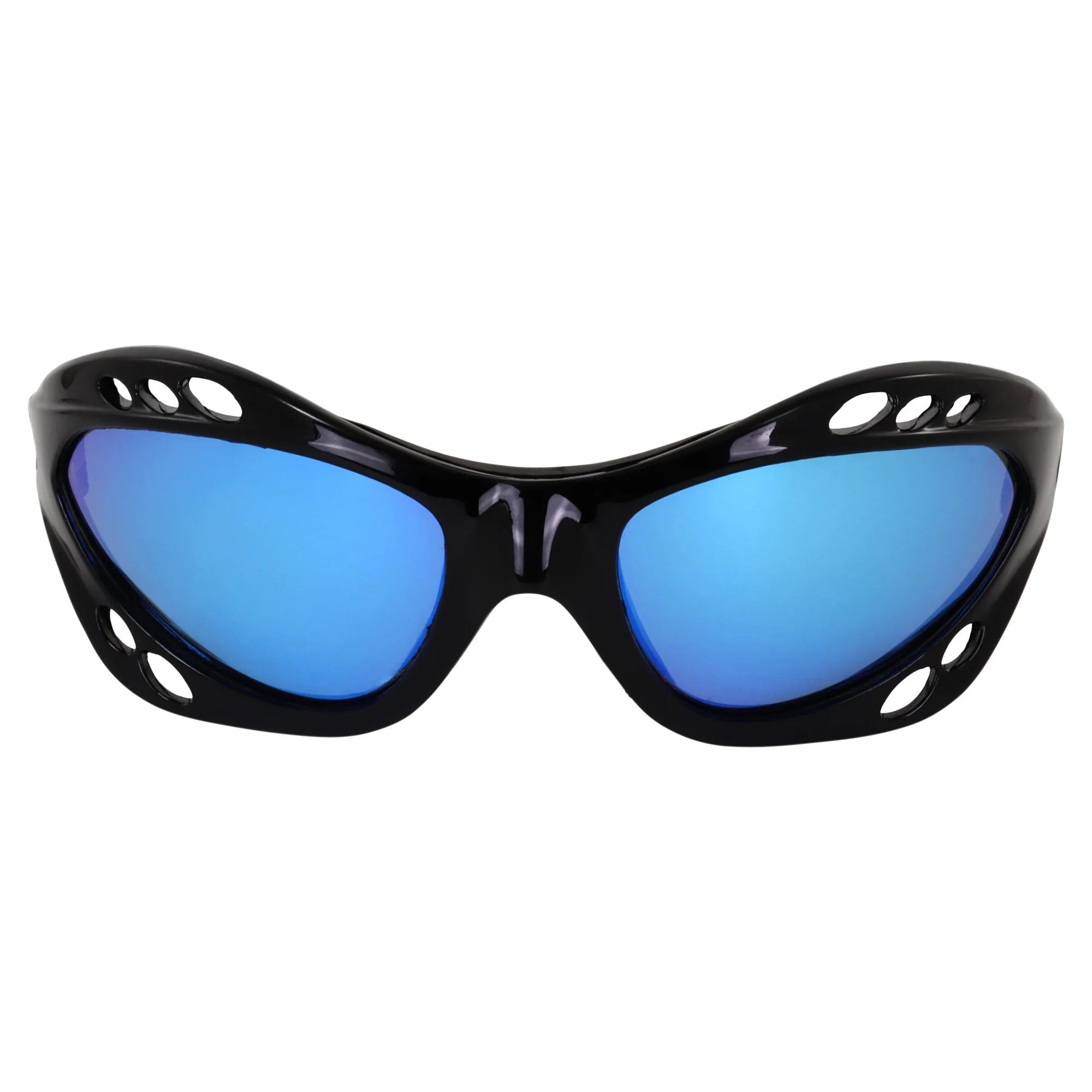 3 Pairs Padded Polarized Sunglasses with Strap Black Frame Blue Pink Green Mirror Lenses M247