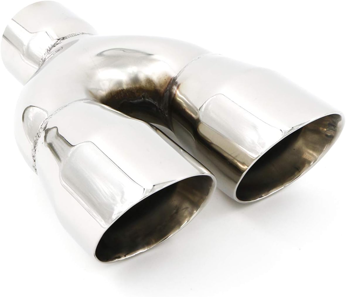 Stainless Steel Weld-On Dual Round Angle Exhaust Tip Tailpipe, Pack of 2 A81858