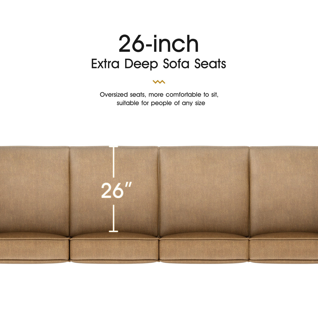 Caramel Brown U Shaped 7 Seaters Convertible Sectional Sofa Couch with Ottoman L61661