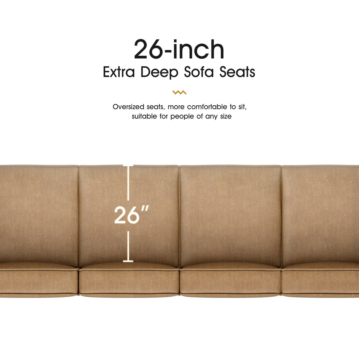 Caramel Brown U Shaped 7 Seaters Convertible Sectional Sofa Couch with Ottoman L61661