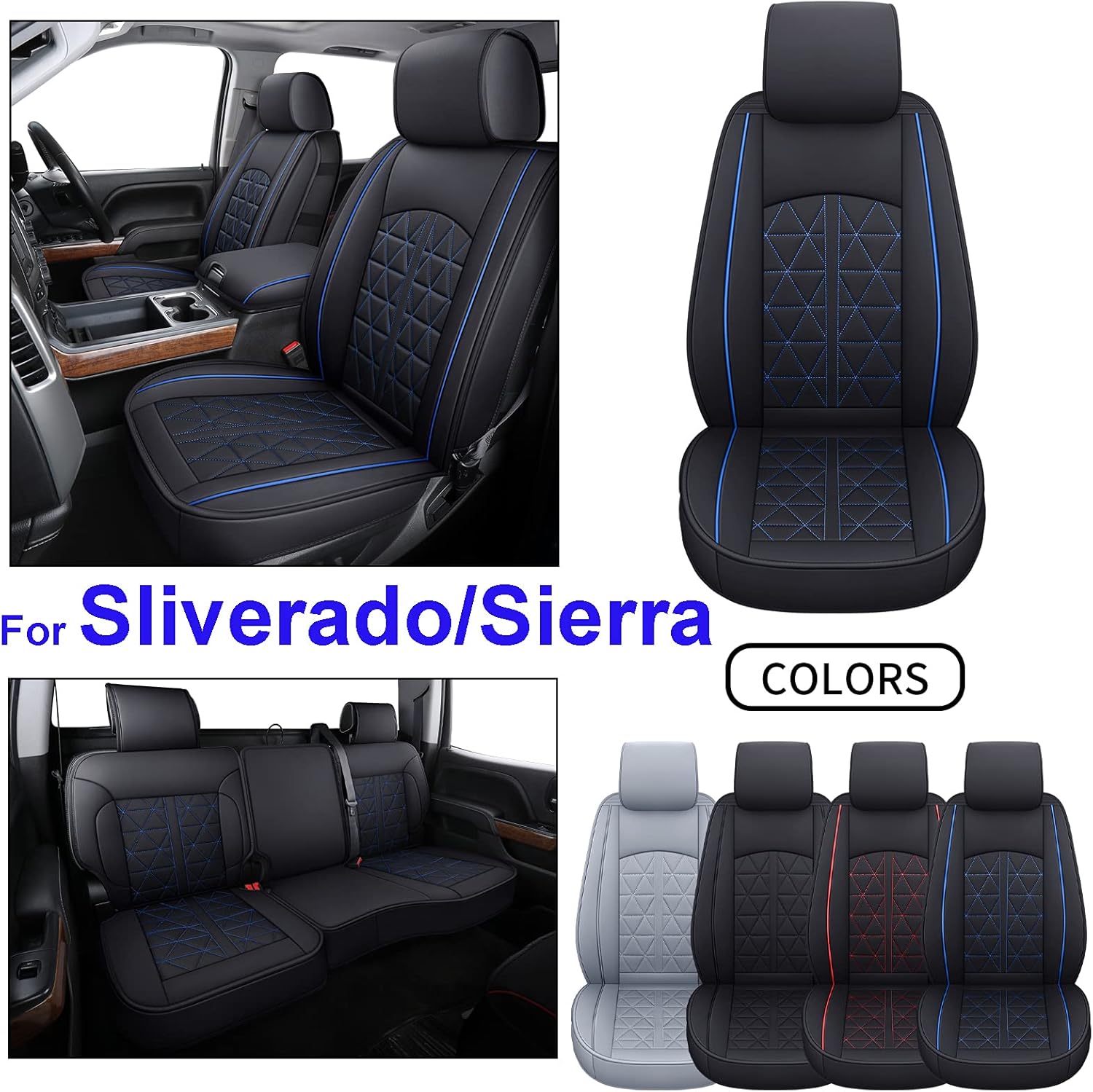 Black&Red Synthetic Leather Car Seat Cover Full Set X9067