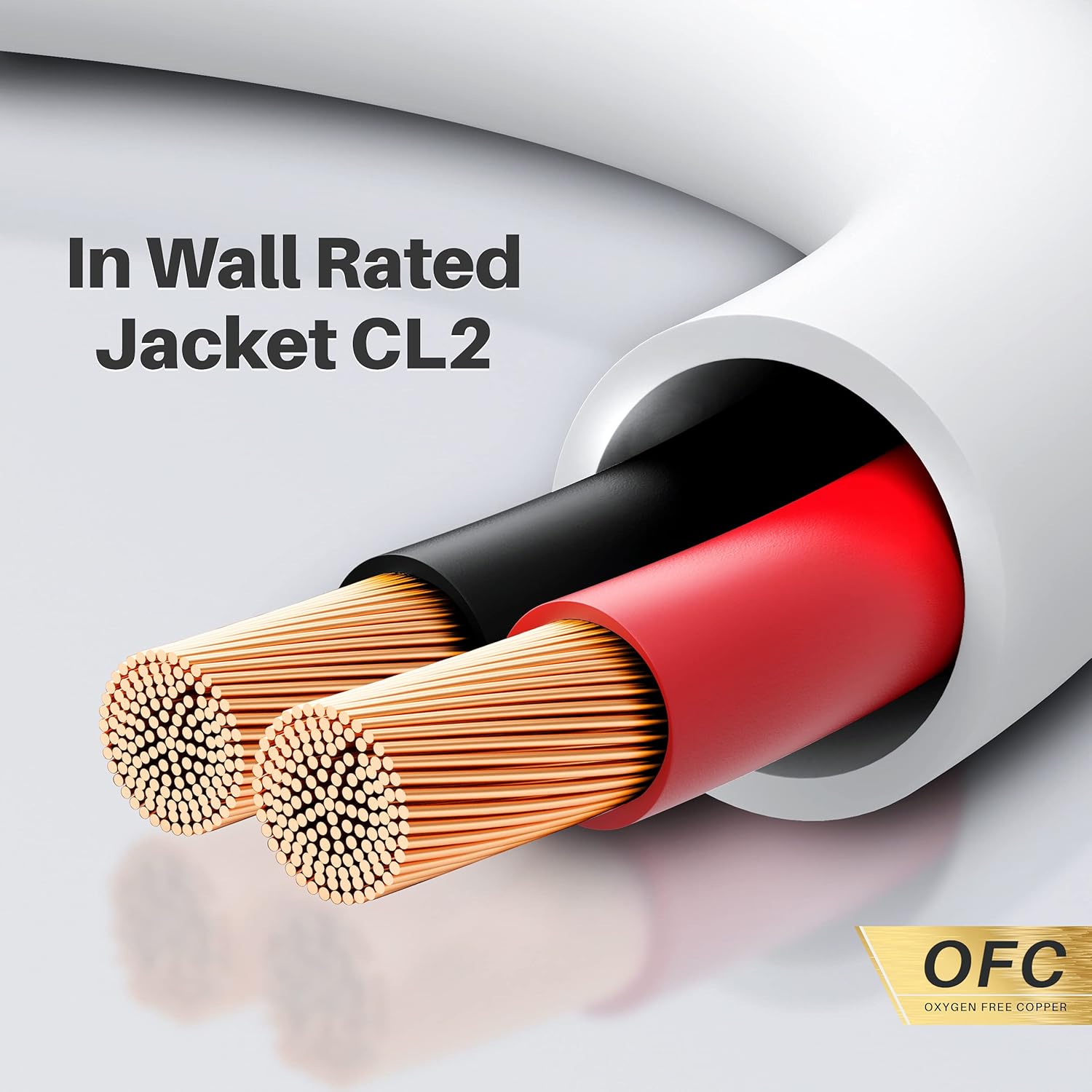 12AWG 100 Feet CL2 Rated 2 Conductor OFC Oxygen-Free Copper Speaker Wire D460