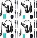 4-Pack XLR Condenser Microphone Bundle with Cardioid Mics, Desk Mount Stands, Shock Mounts, Pop Filters, and Audio Cables J2695