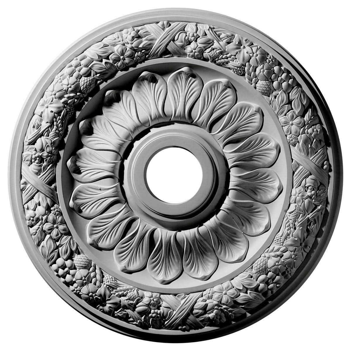 24x22OD x 4x22ID x 1 1/2x22P Hand-Painted Pearl White Ceiling Medallion E430