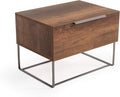 Light Oak Nightstand with 1 Drawer and Stainless Steel Legs A34144