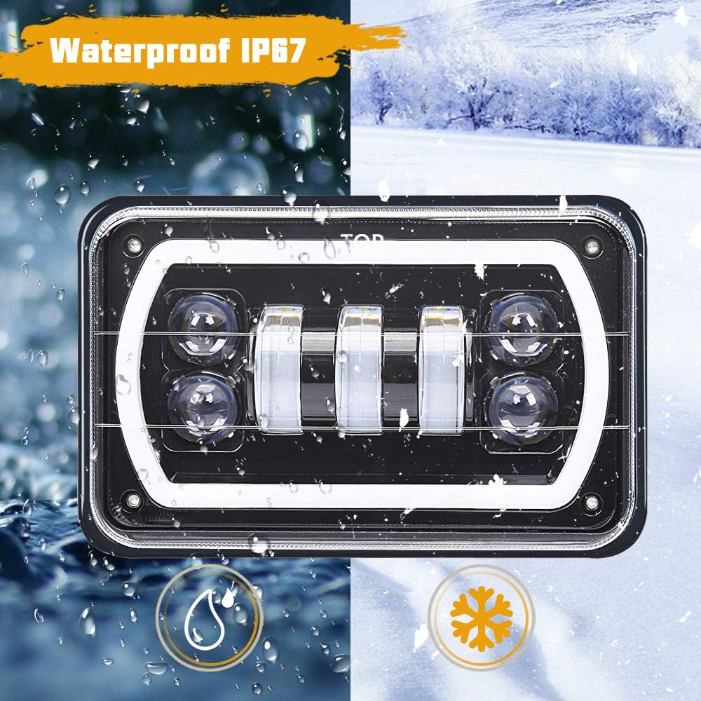 4x6 LED Headlights with White/Amber Halo Sealed Beam, Pack of 2 M76904