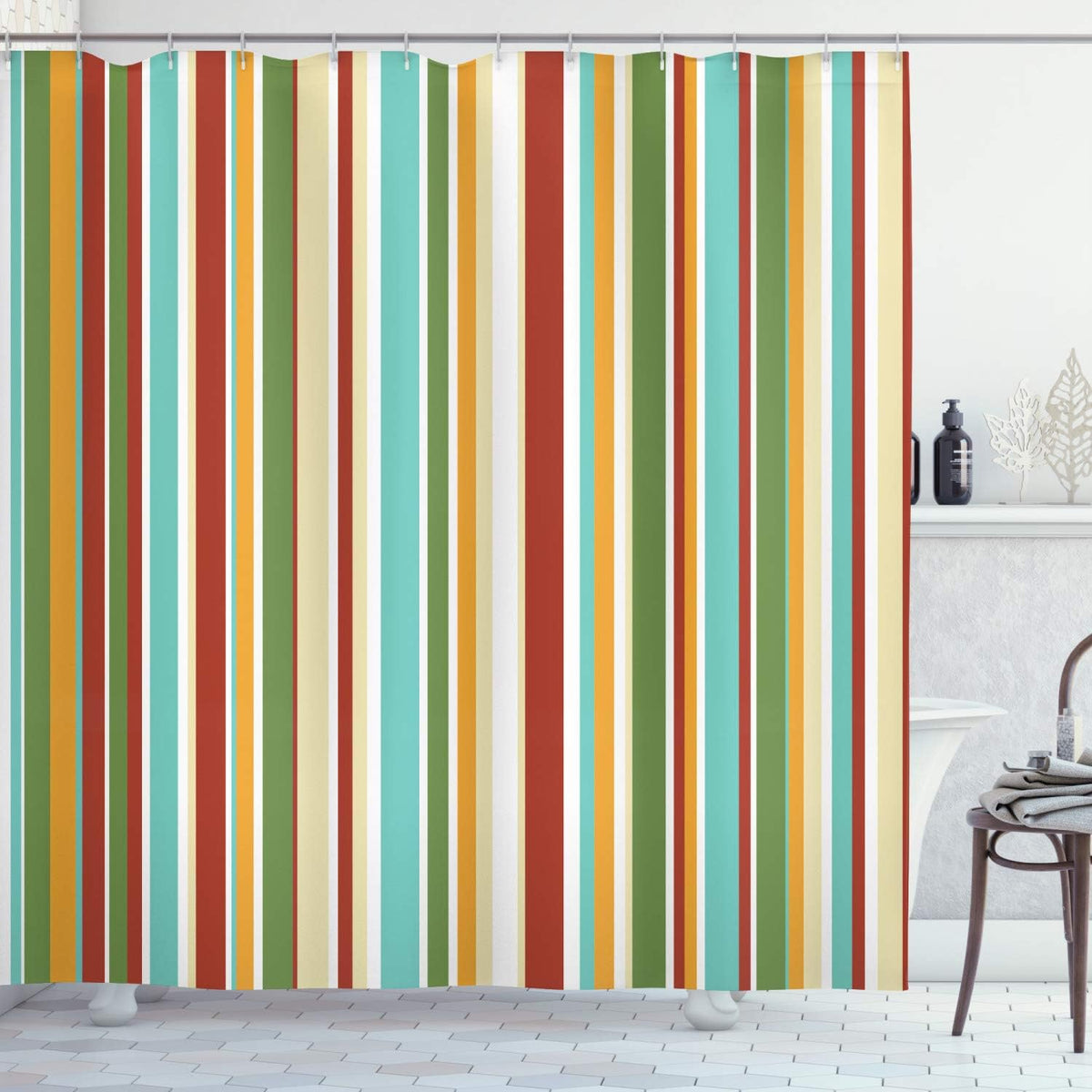 Pastel Shower Curtain with Hooks, 69 W x 84 L Y636