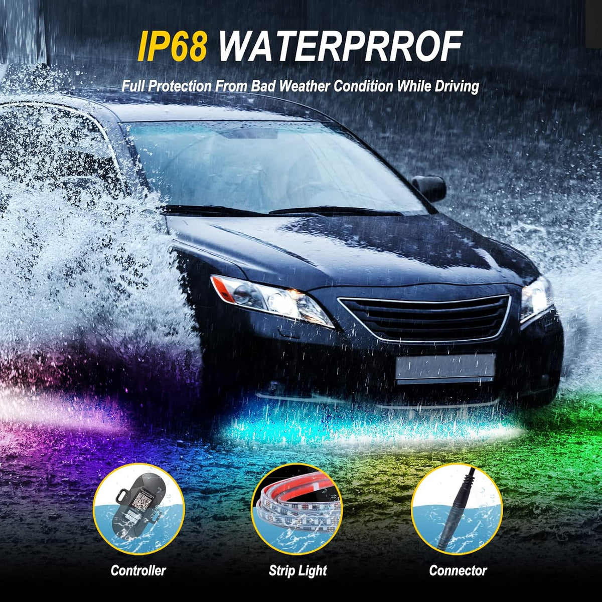 6 PCS Waterproof LED Underglow Light Kit with APP Control Z52913