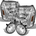 Chrome Halo Projector LED Headlights with Clear Fog Lights T271992