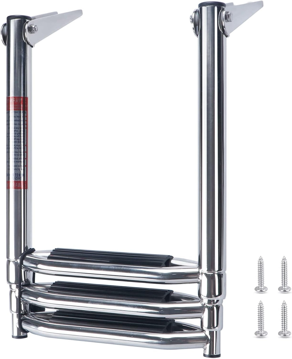 Stainless Steel 3 Step Telescoping Pontoon Boat Ladder with Retaining Strap, 900 Pound Capacity, Pack of 2 P783866