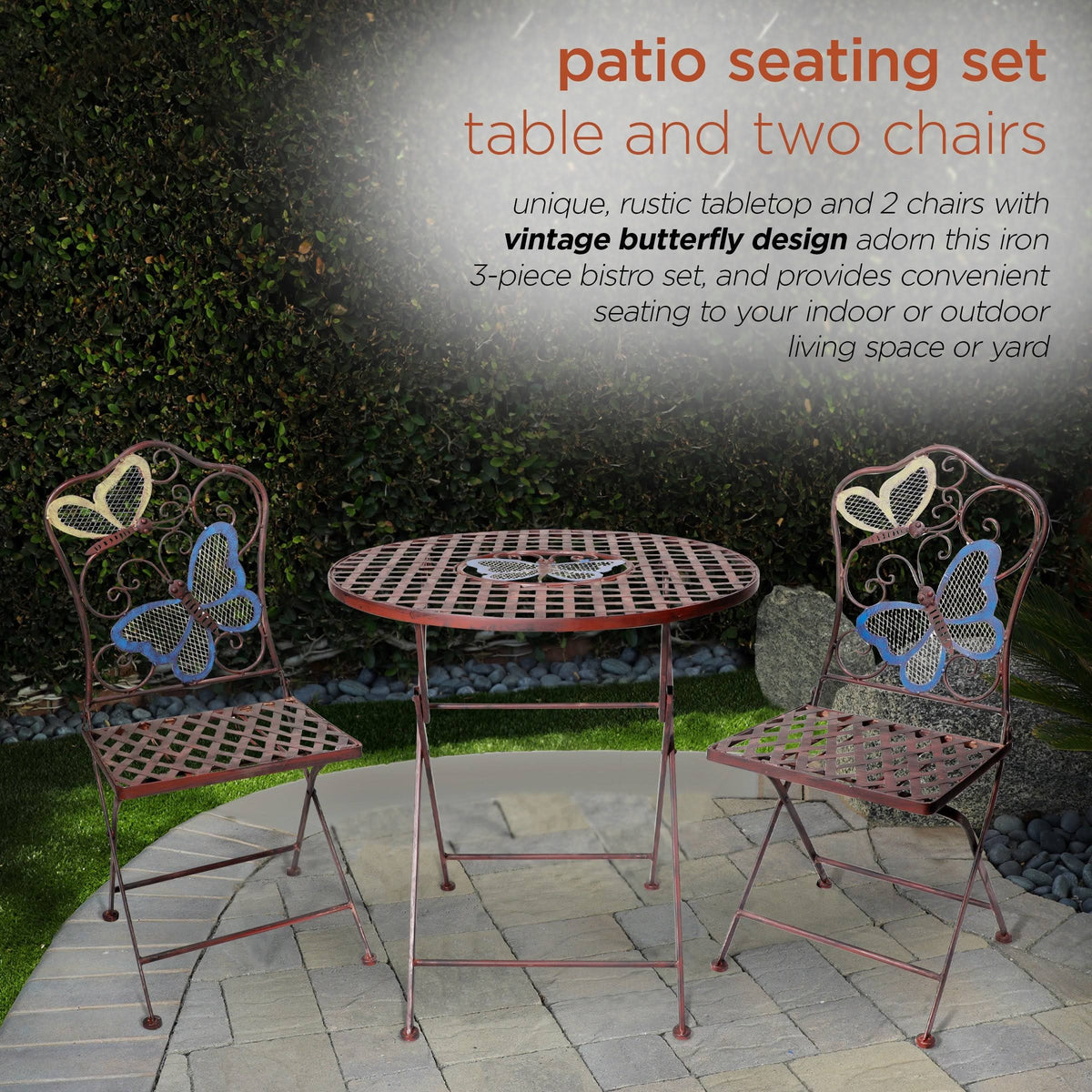 Alpine Butterfly Table and Two Chairs Bistro Set L4236