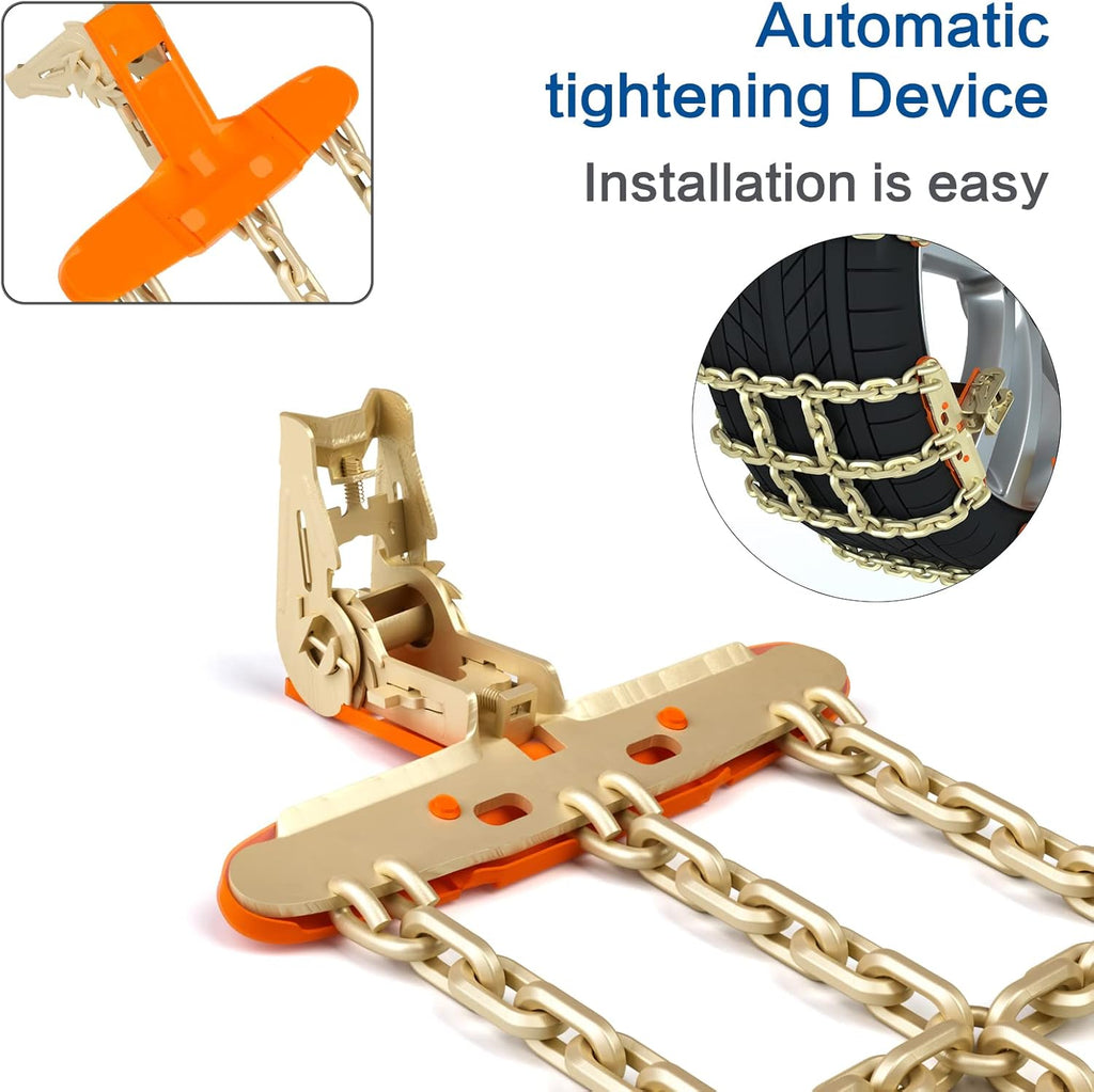 AutoChoice Car Snow Chains Emergency Anti Slip Tire Chains with Thickened Manganese Steel for Truck SUV in Snow, Ice, Sand and Mud(8 Packs, Tire Width 195-235mm) Pack of 2 J668