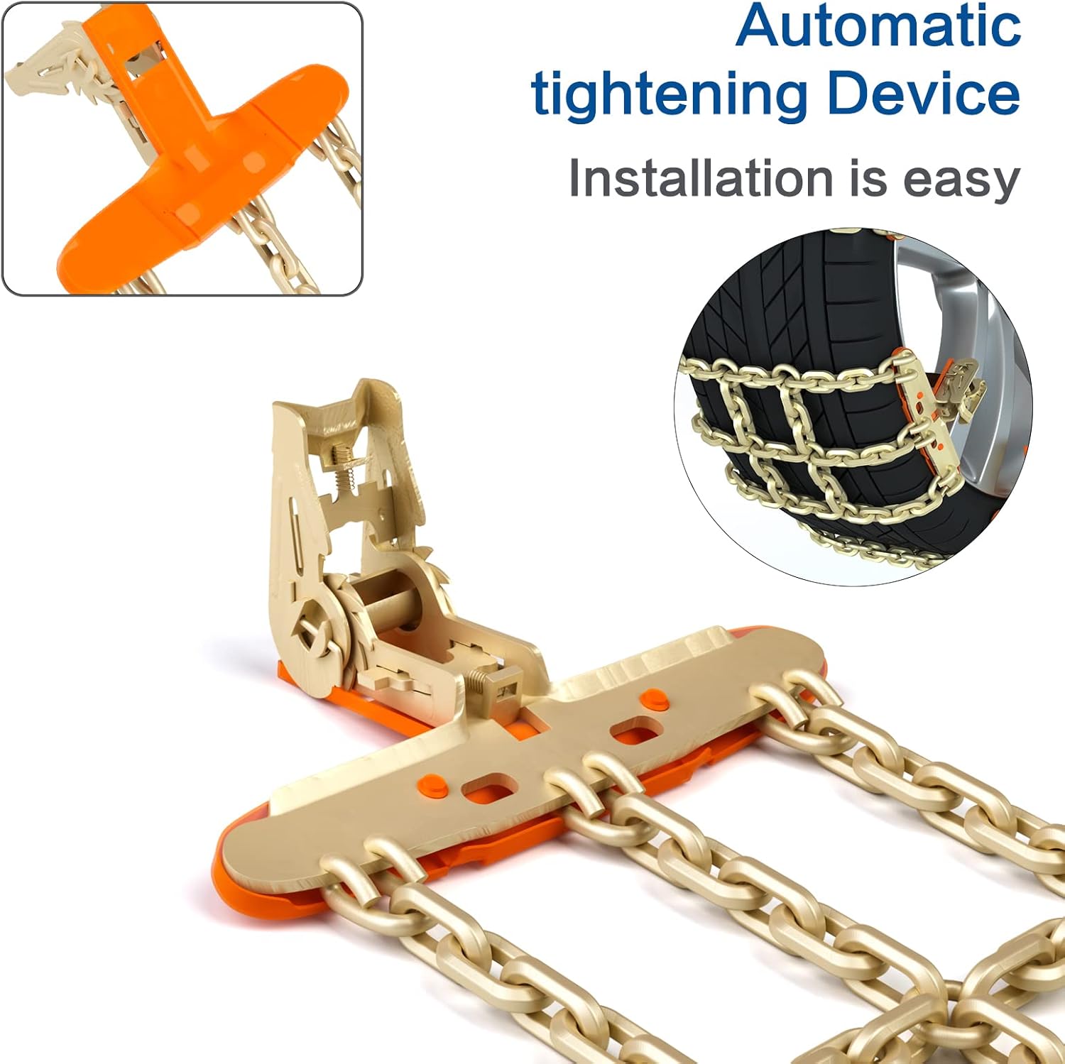 AutoChoice Car Snow Chains Emergency Anti Slip Tire Chains with Thickened Manganese Steel for Truck SUV in Snow, Ice, Sand and Mud(8 Packs, Tire Width 195-235mm) Pack of 2 J668