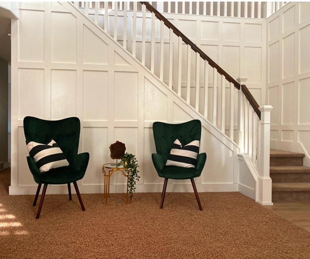 Green Velvet Wingback Accent Chair with Tufted Backrest X414