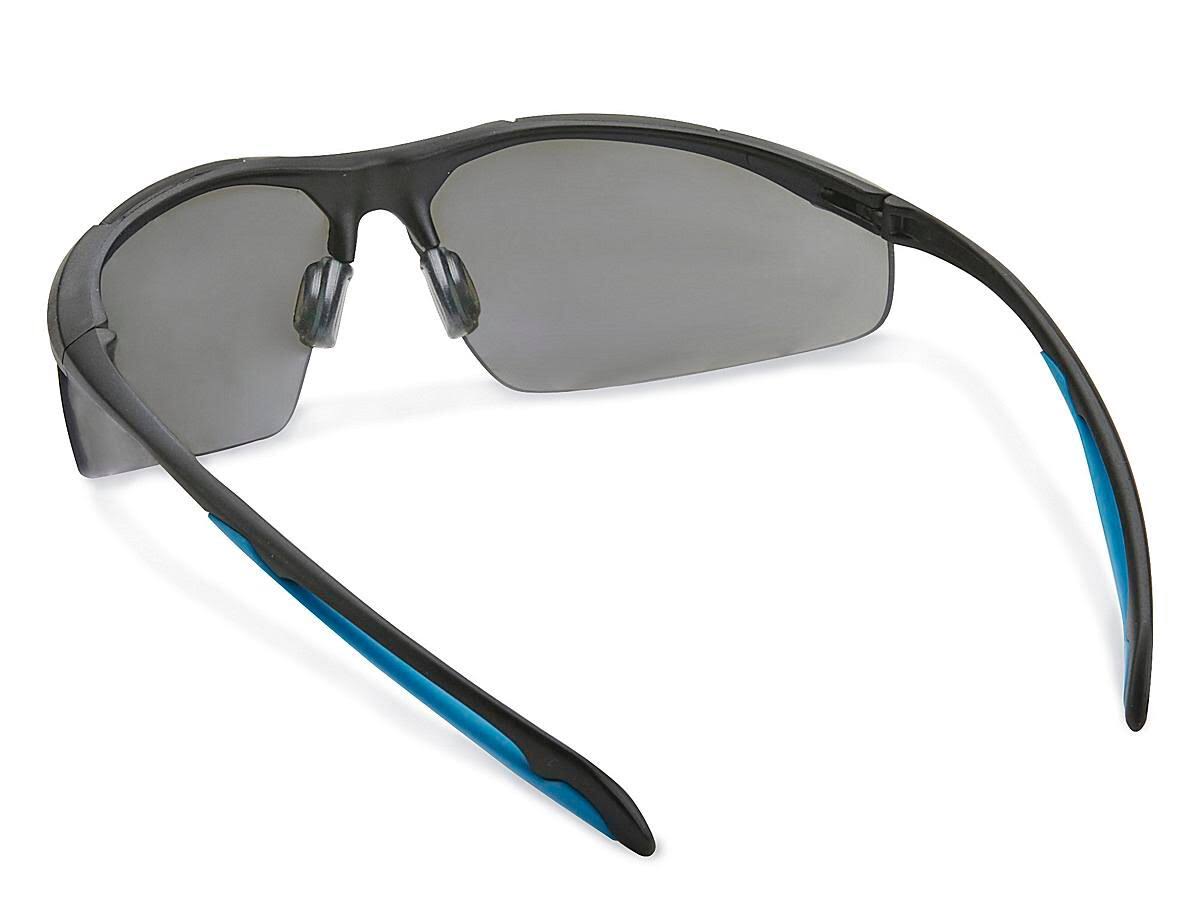 Safety Glasses, Black Frame, Smoke Lens, Qty of 6 K416