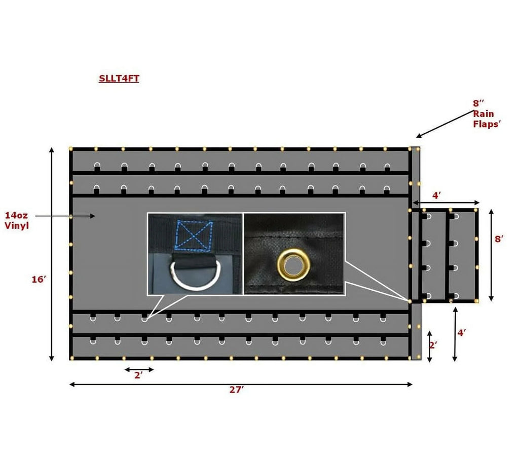 2 Pack 14oz Steel Tarp 16' x 27' with Flap Q7396