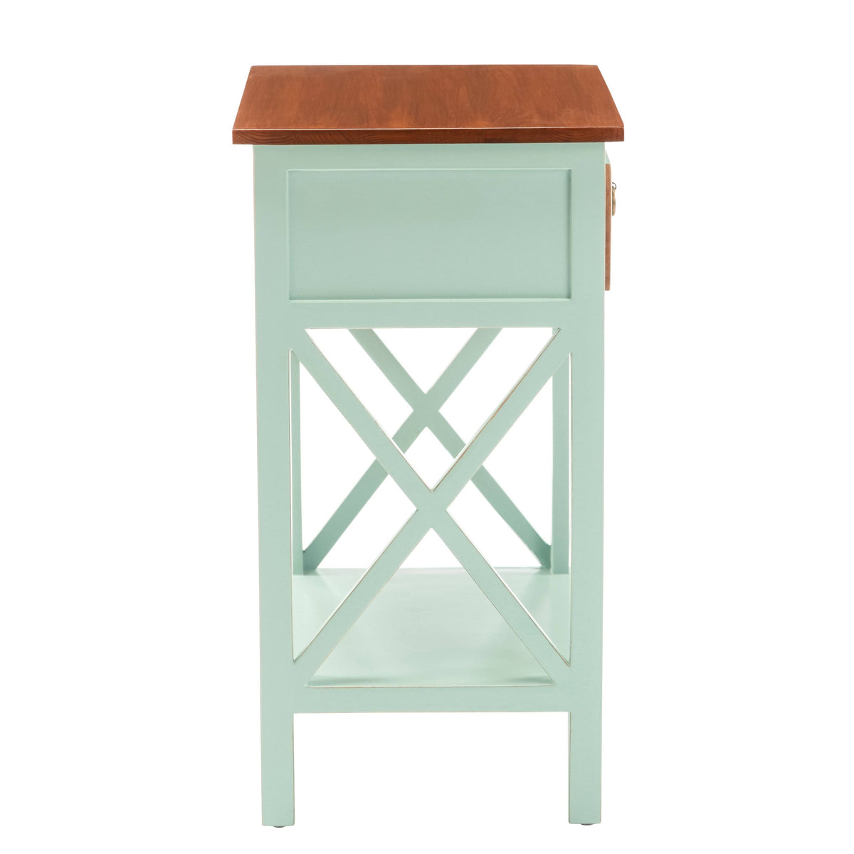 Blue Side Table Cabinet with Drawer and Shelf S9732