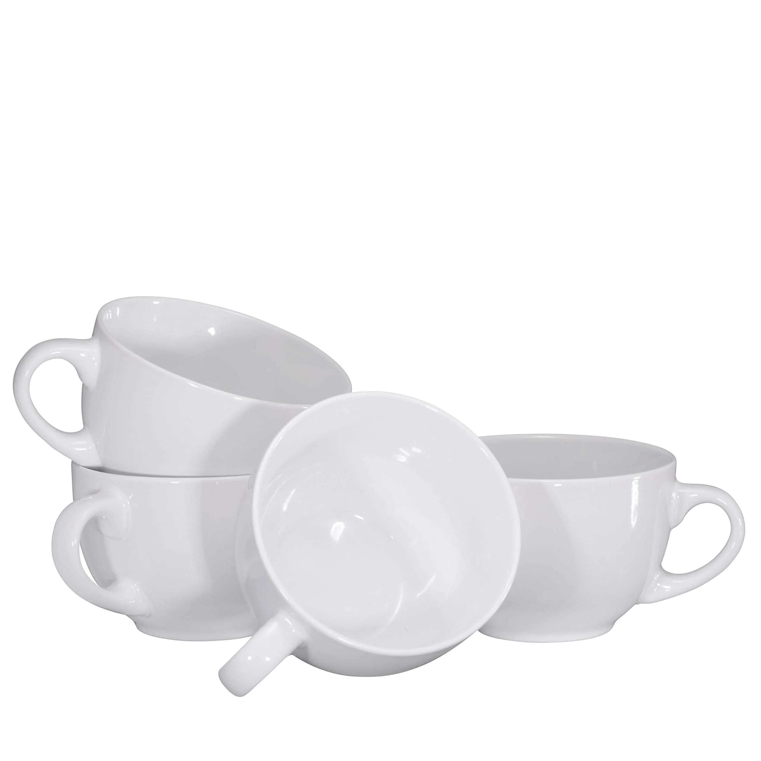 White 24 Oz Porcelain Coffee Mug Set O41131