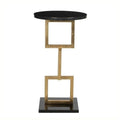 Gold and Black Iron and Marble Accent Table E432