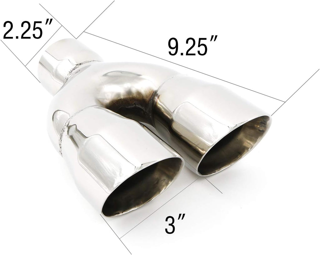 Stainless Steel Weld-On Dual Round Angle Exhaust Tip Tailpipe, Pack of 2 A81858