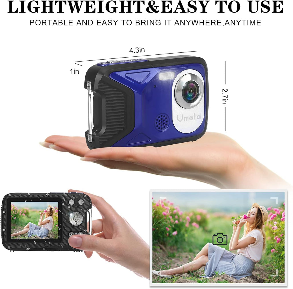 Blue Waterproof Digital Camera 16 MP Underwater Camcorder I836397