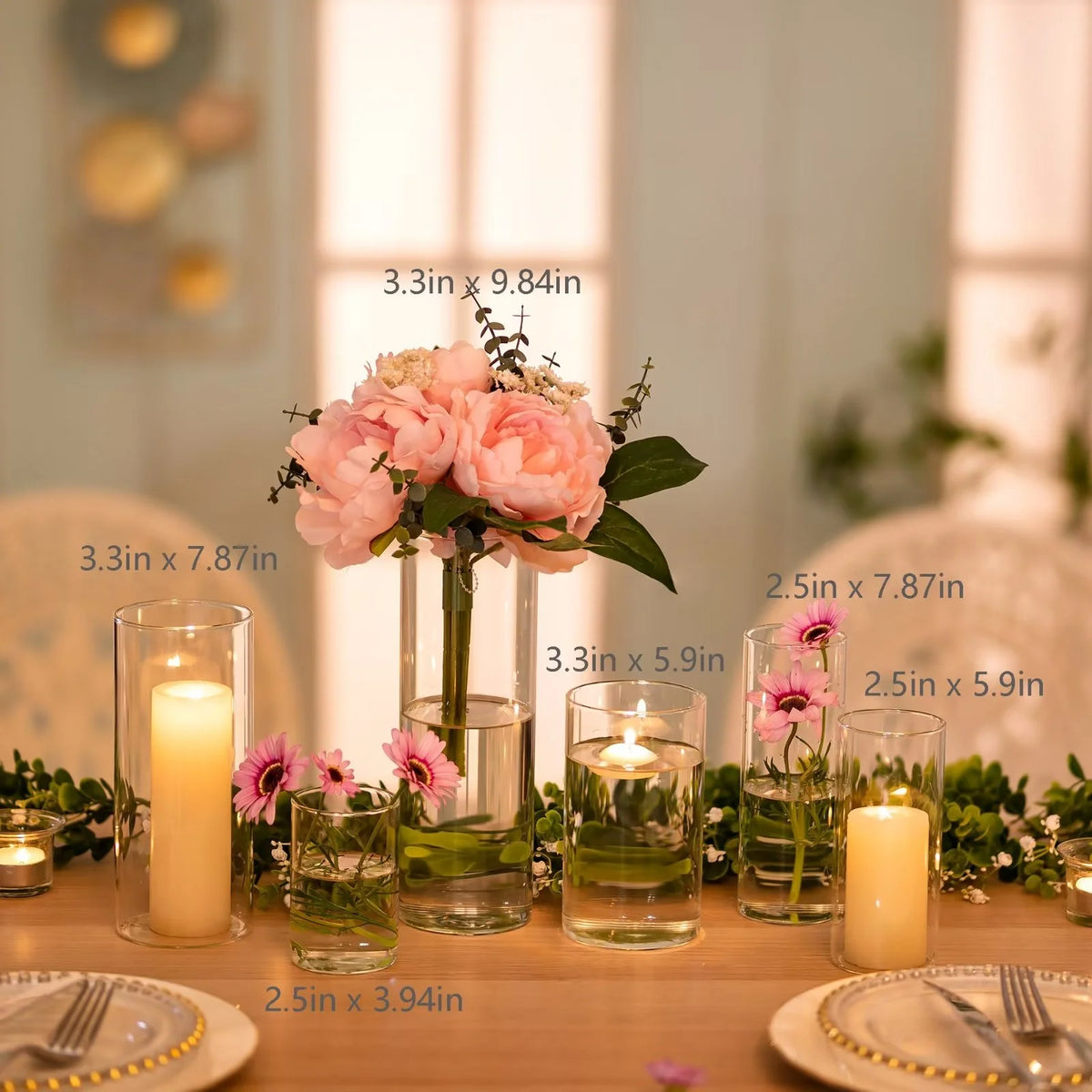 Glass Cylinder Vase Set of 24 P4044