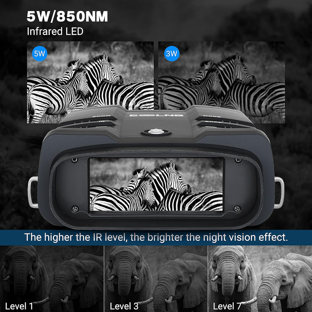 2297ft/700m Digital Night Vision Binoculars 1080P Infrared Night Vision Goggles with 64G Card F86607